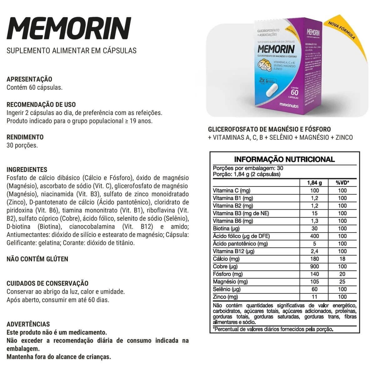 MEMORIN 60CAPS - MAXINUTRI — imagem 2 | Farmácia Resyla