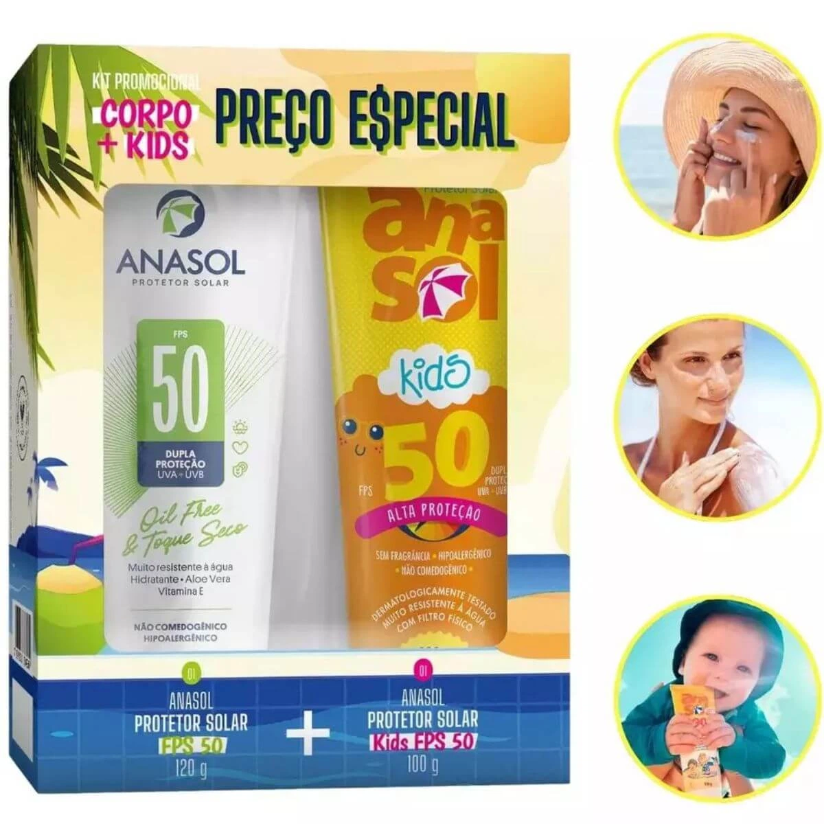 KIT PROTETOR SOLAR CORPORAL ANASOL FPS50 120G + KIDS FP50 100G — imagem 3 | Farmácia Resyla