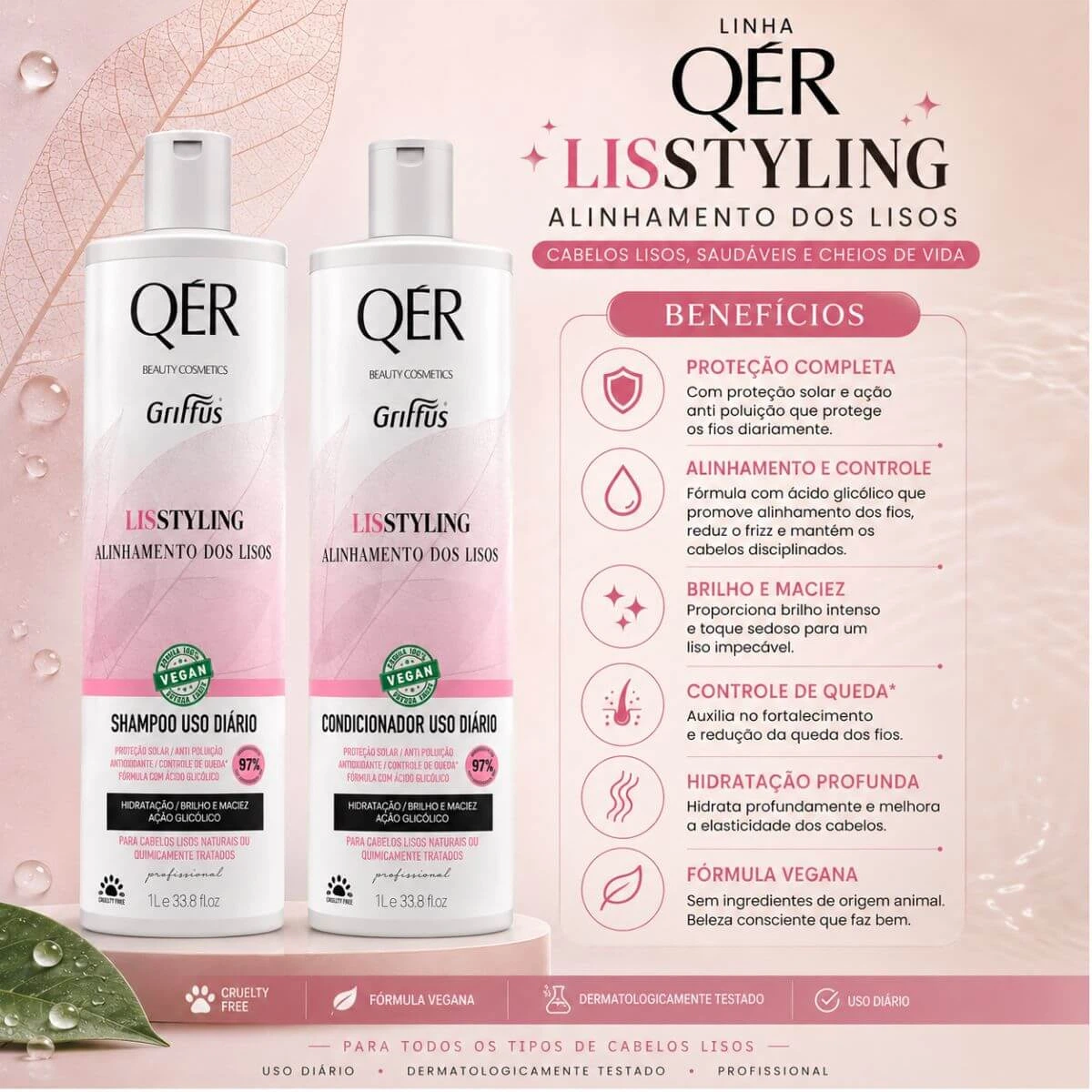 KIT GRIFFUS QER SHAMPOO+CONDICIONADOR LISS 1L — imagem 2 | Farmácia Resyla
