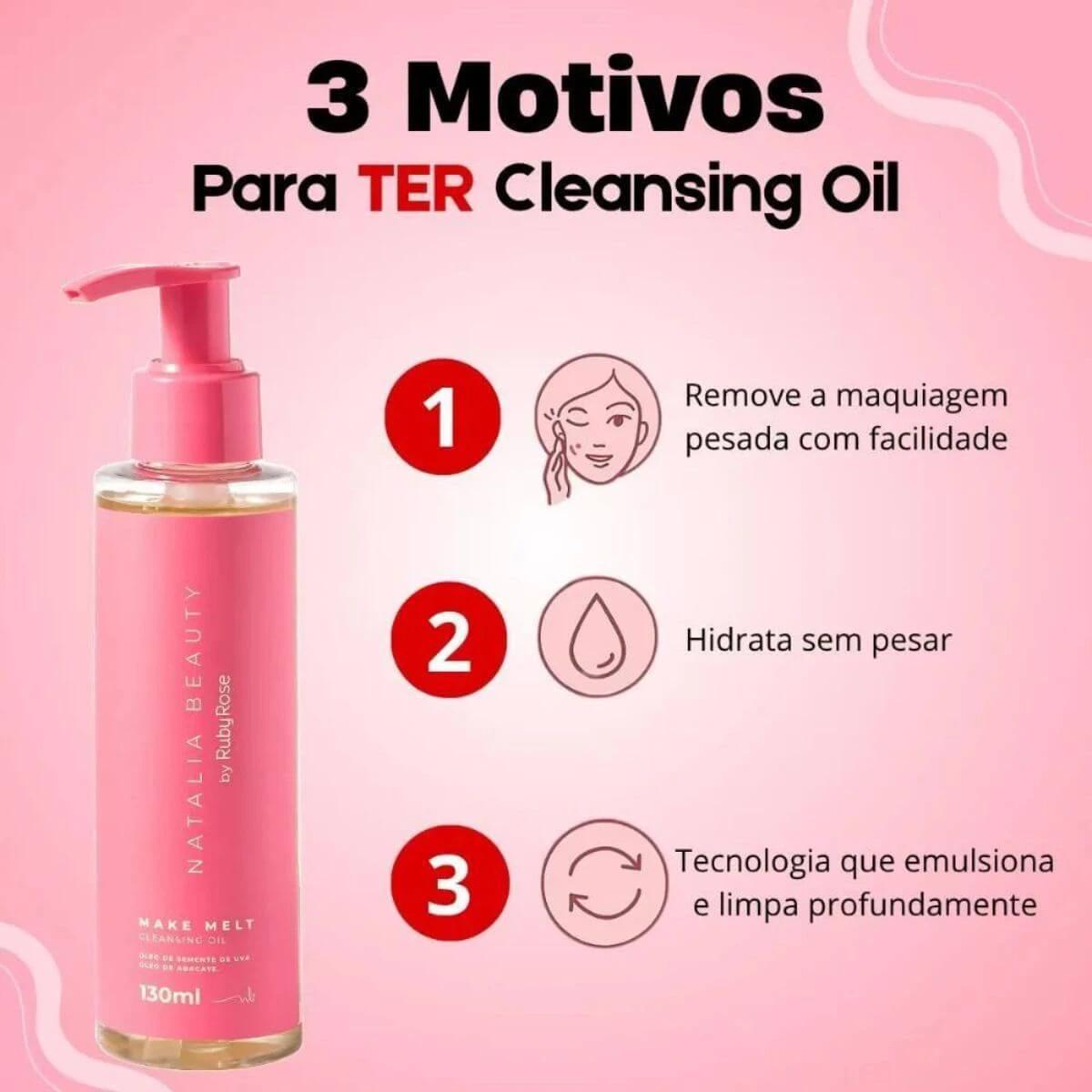 CLEASING OIL MAKE MELT NATALIA BEAUTY BY RUBY ROSE 130ML — imagem 2 | Farmácia Resyla
