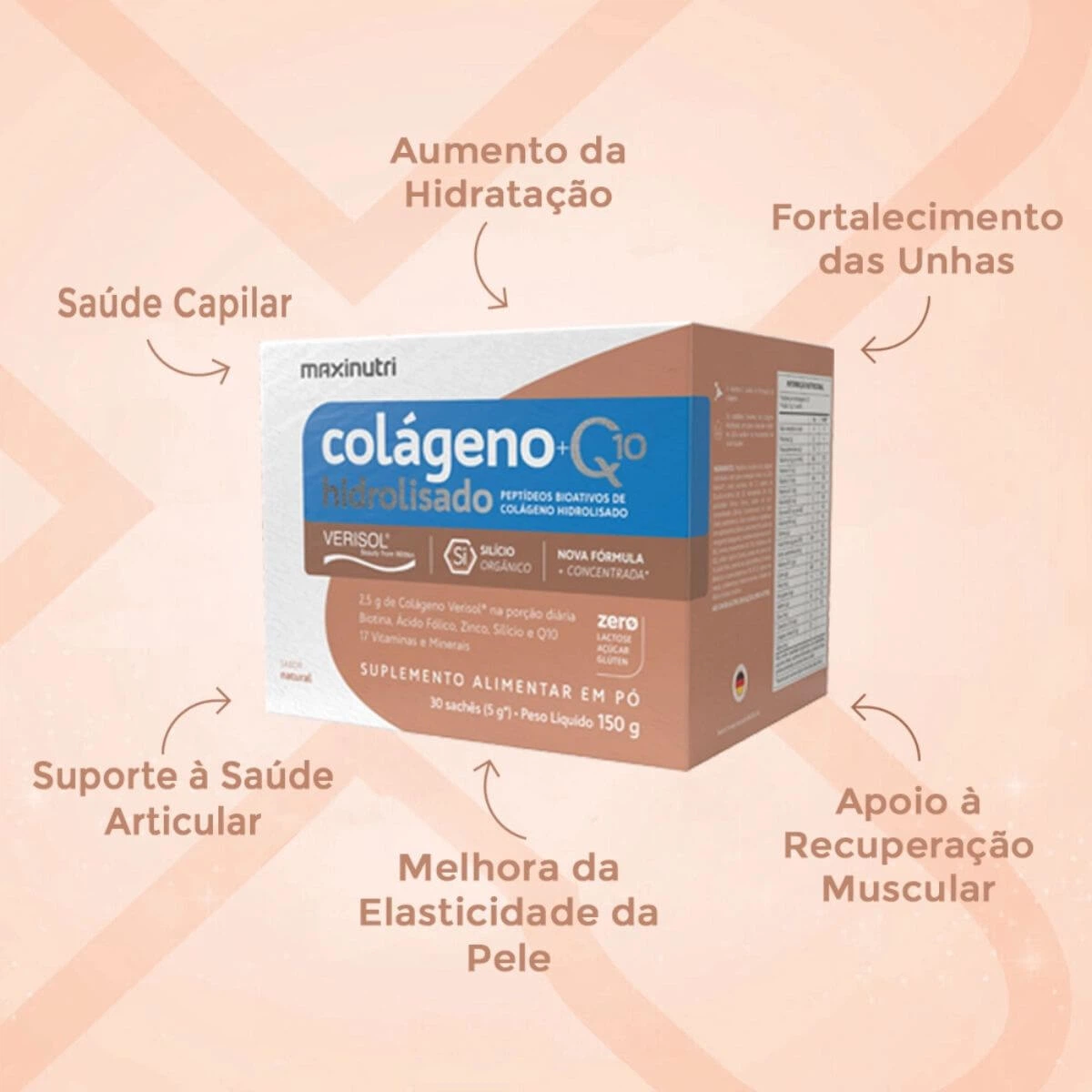 COLAGENO VERISOL + Q10 NATURAL 30SACHES 5G - MAXINUTRI — imagem 2 | Farmácia Resyla