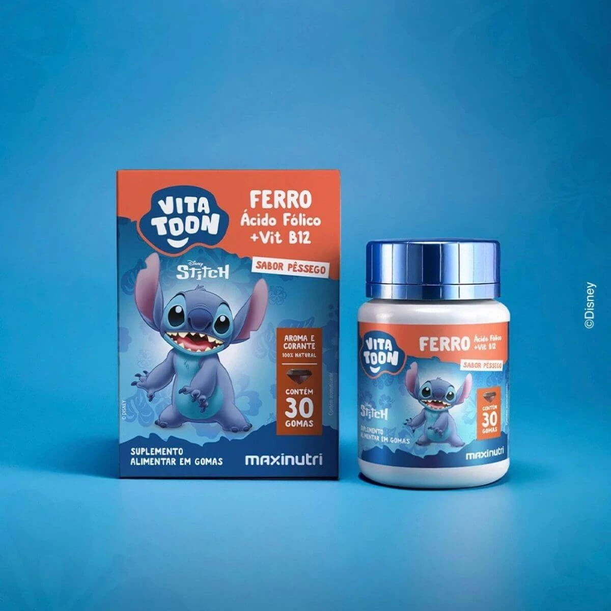 VITATOON STITCH FERRO PESSEGO 30GOMAS - MAXINUTRI — imagem 2 | Farmácia Resyla