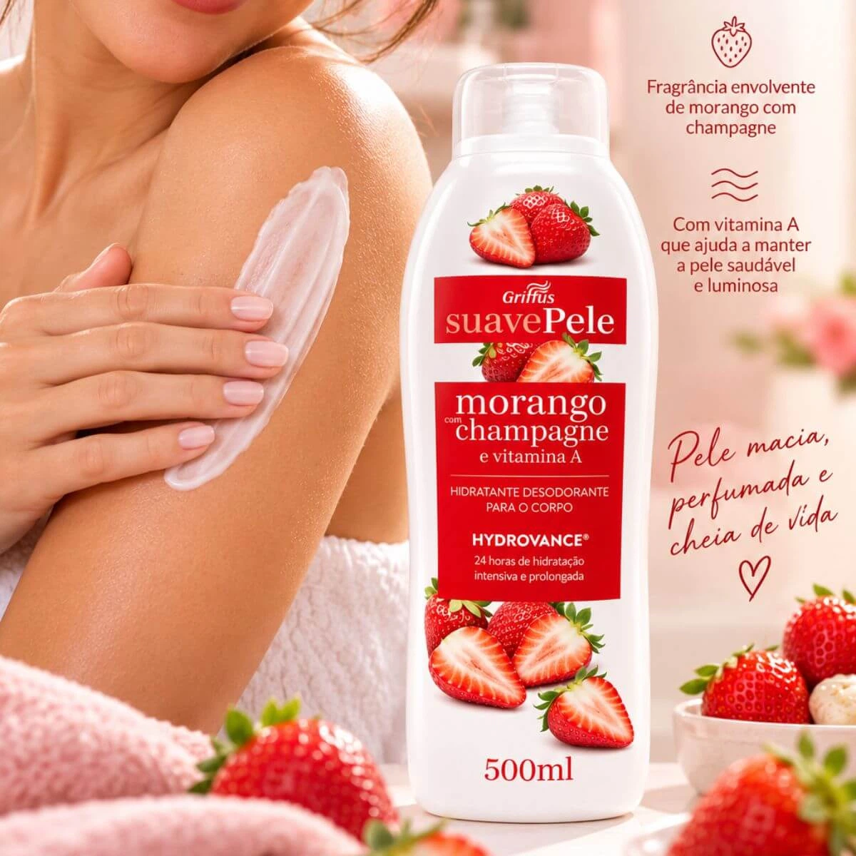 HIDRATANTE GRIFFUS MORANGO COM CHAMPAGNE 500ML — imagem 3 | Farmácia Resyla