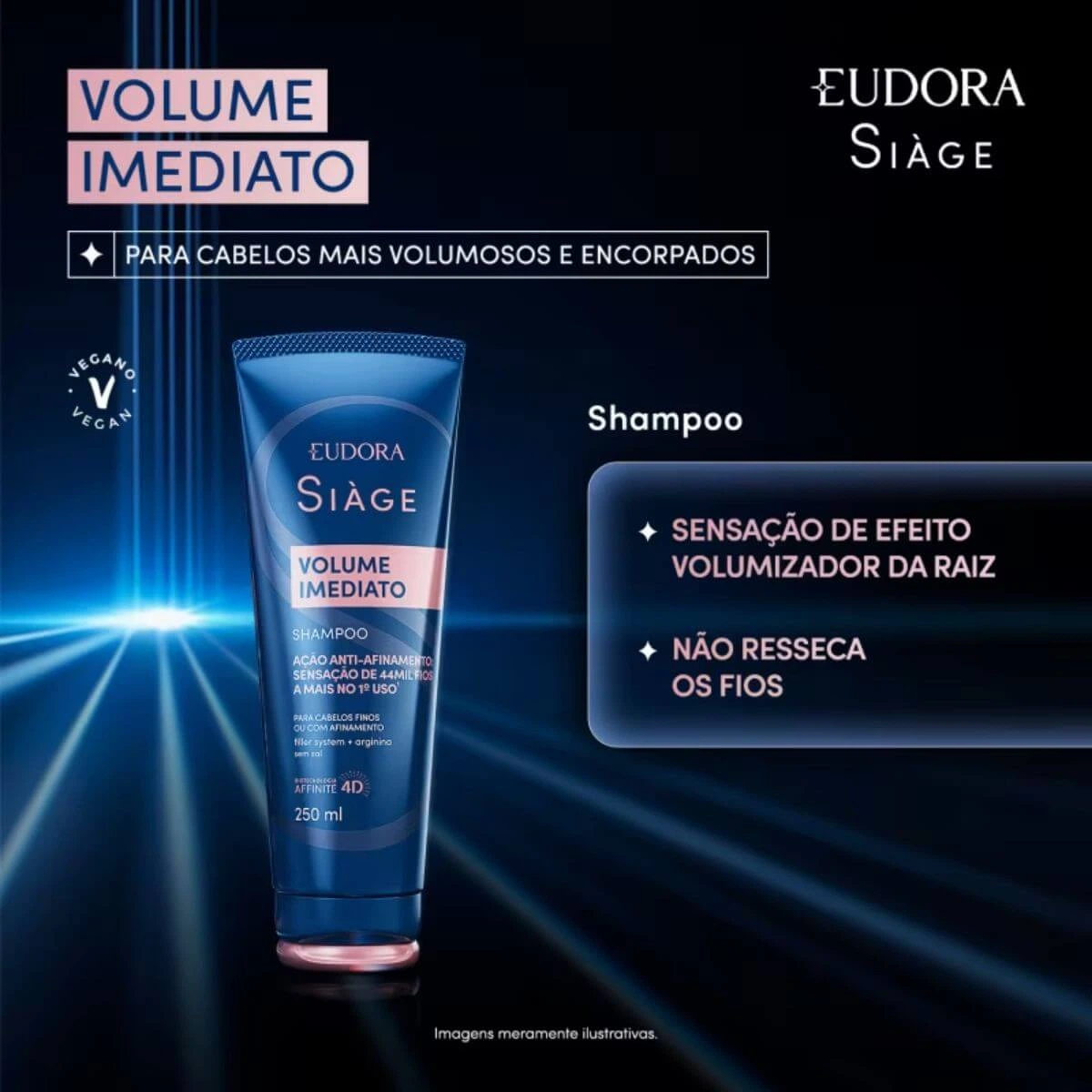 SHAMPOO EUDORA SIAGE VOLUME IMEDIATO 250ML — imagem 2 | Farmácia Resyla