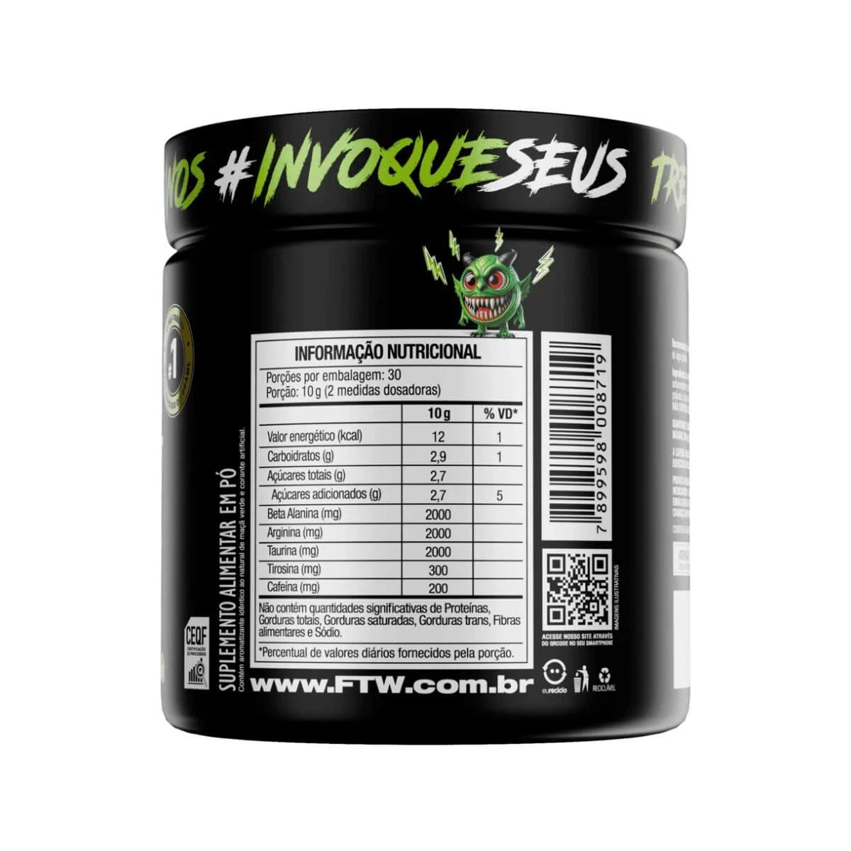 PRE WORKOUT DIABO VERDE MAÇÃ VERDE FTW 300G — imagem 5 | Farmácia Resyla