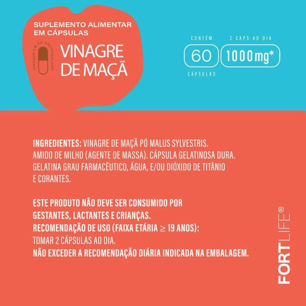 VINAGRE DE MACA VERMELHA 1000MG 60UN - FORTLIFE — imagem 4 | Farmácia Resyla