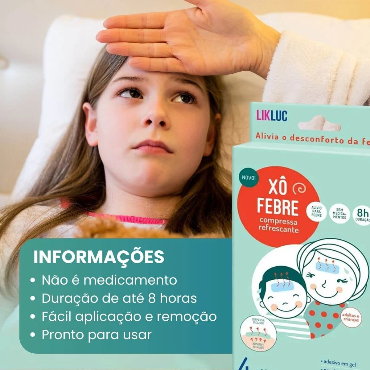 COMPRESSA REFRESCANTE XÔ FEBRE LIKLUC 4 UNIDADES — imagem 3 | Farmácia Resyla