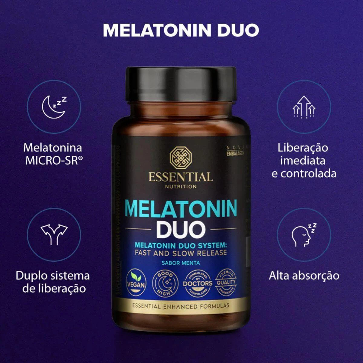 MELATONIN DUO MELATONINA 120CP SABOR MENTA ESSENTIAL — imagem 2 | Farmácia Resyla