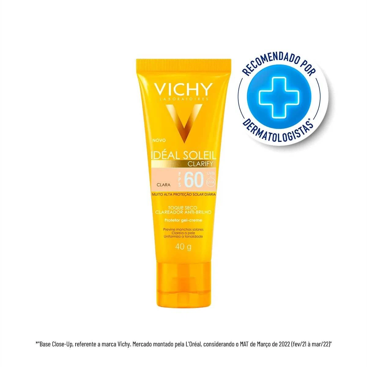 PROTETOR FACIAL VICHY IDEAL SOLEIL FPS60 CLARIFY CLARA 40G — imagem 2 | Farmácia Resyla