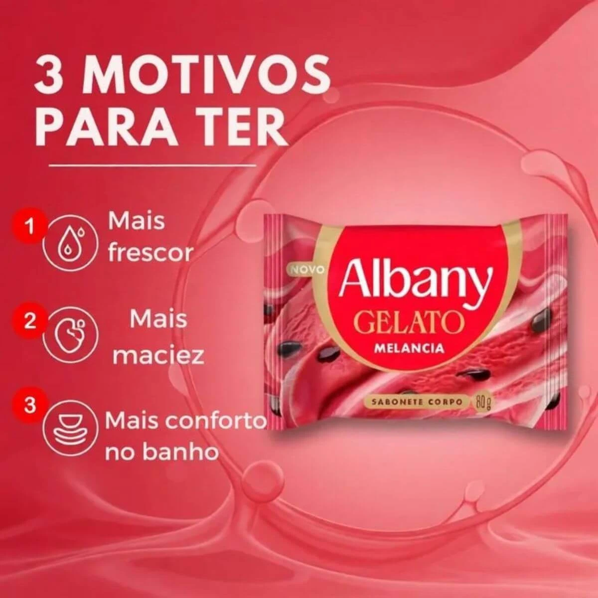 SABONETE BARRA ALBANY GELATO MELANCIA 80G — imagem 2 | Farmácia Resyla