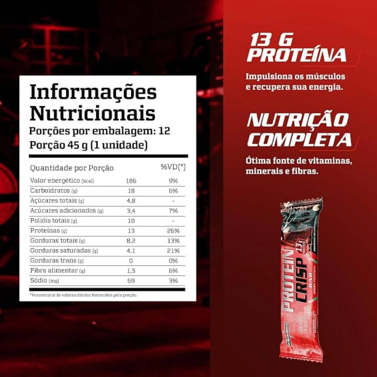 BARRA DE PROTEÍNA CRISP BAR BROWNIE DE CHOCOLATE 45G UNITARIO — imagem 3 | Farmácia Resyla