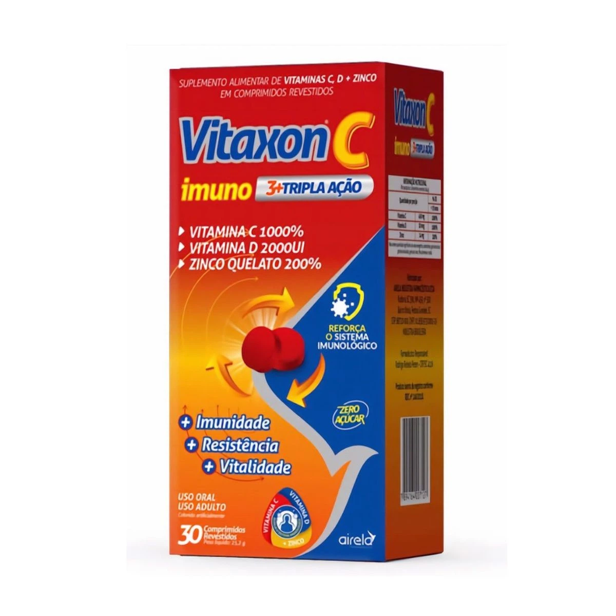 VITAXON C TRIPLA AÇÃO IMUNO 30CP - AIRELA — Airela | Farmácia Resyla