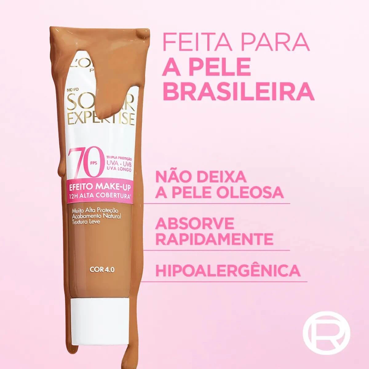 PROTETOR SOLAR FACIAL L'ORÉAL EXPERTISE SOLAR EFEITO MAKE-UP FPS70 COR 4.0 30G — imagem 2 | Farmácia Resyla