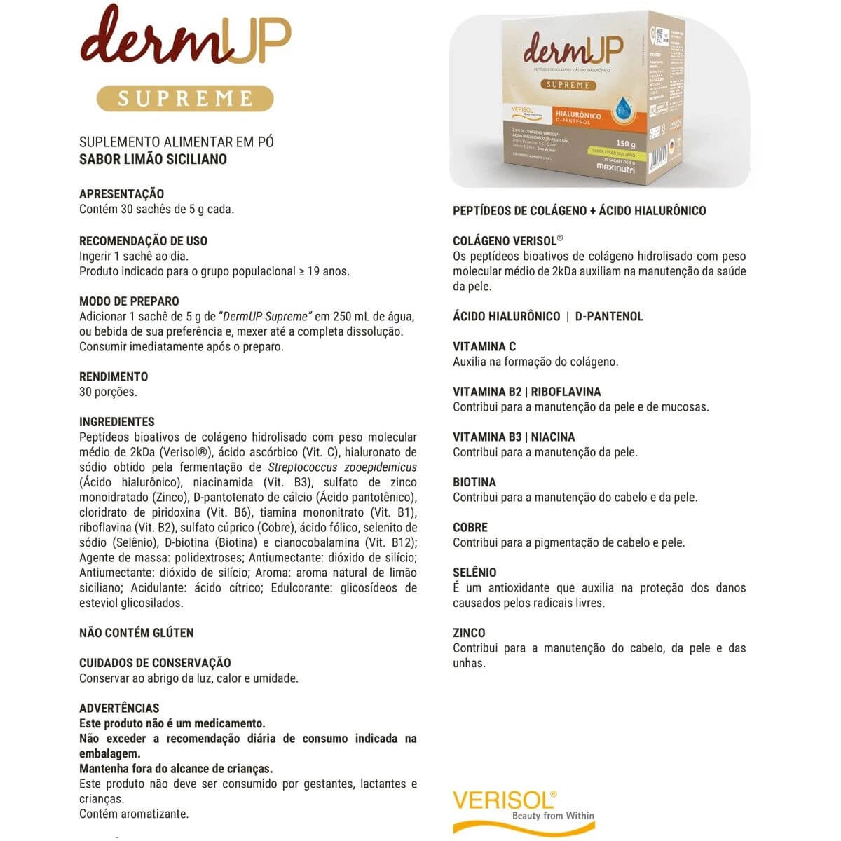 COLAGENO DERMUP SUPREME LIMÃO 30 SACHÊS - MAXINUTRI — imagem 2 | Farmácia Resyla