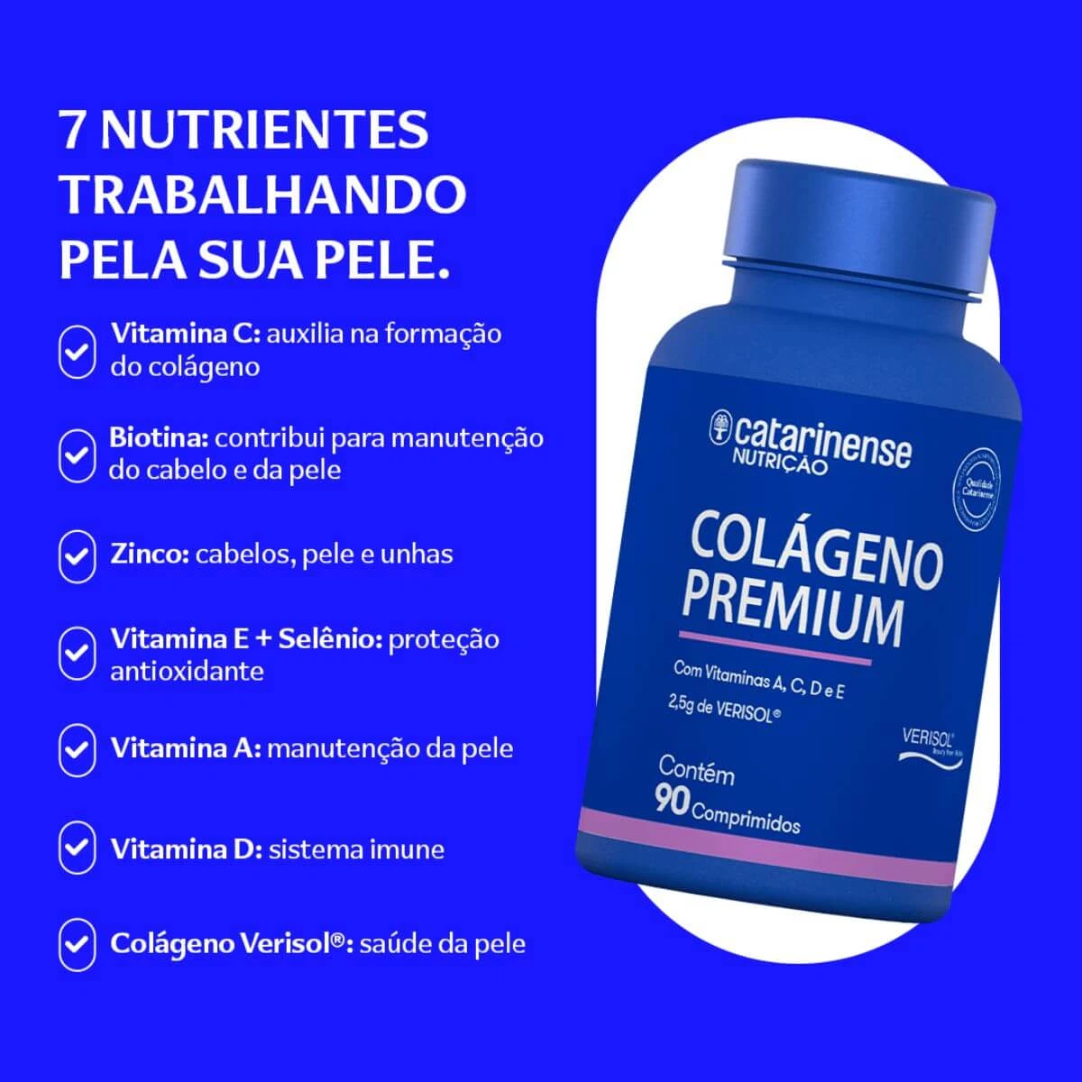 COLÁGENO PREMIUM VERISOL 90CP - CATARINENSE — imagem 3 | Farmácia Resyla