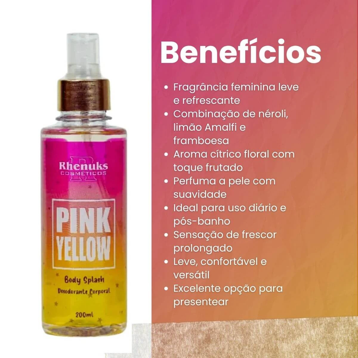 BODY SPLASH RHENUKS PINK YELLOW 200ML — imagem 2 | Farmácia Resyla