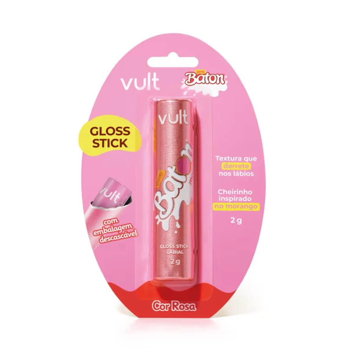 GLOSS VULT BATON GAROTO STICK ROSA — imagem 2 | Farmácia Resyla