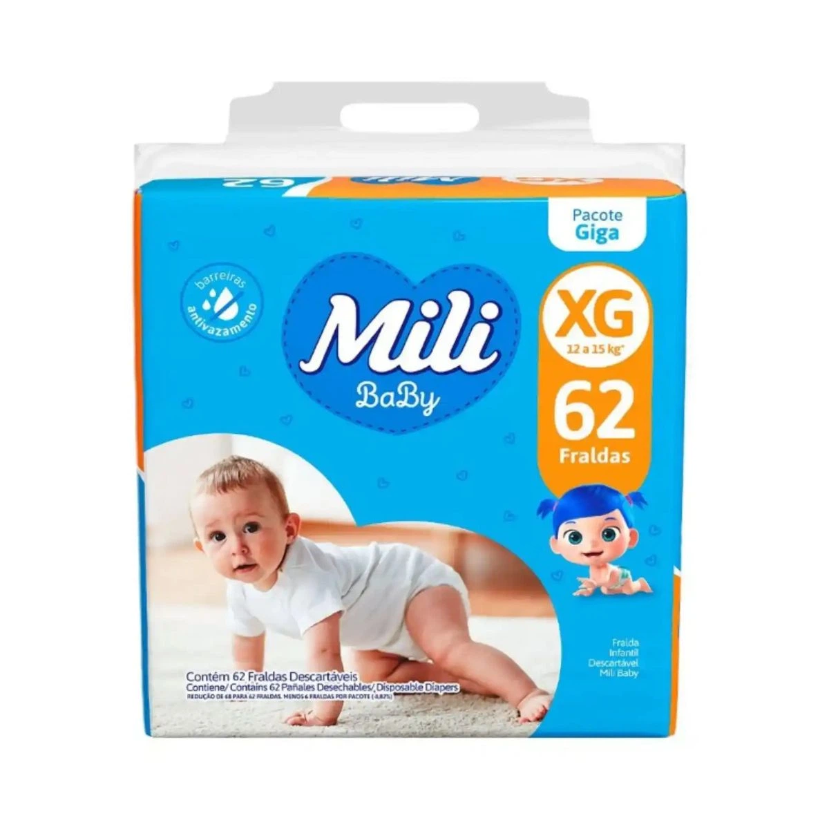 FRALDA MILI BABY GIGA XG C/62UN — Mili | Farmácia Resyla