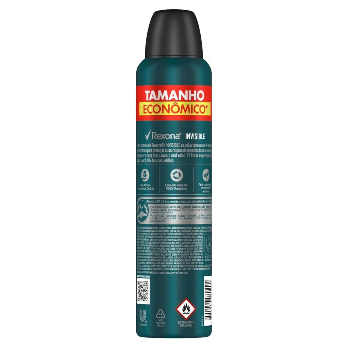 DESODORANTE ANTITRANSPIRANTE AEROSOL REXONA INVISIBLE MEN MASCULINO 250ML — imagem 4 | Farmácia Resyla