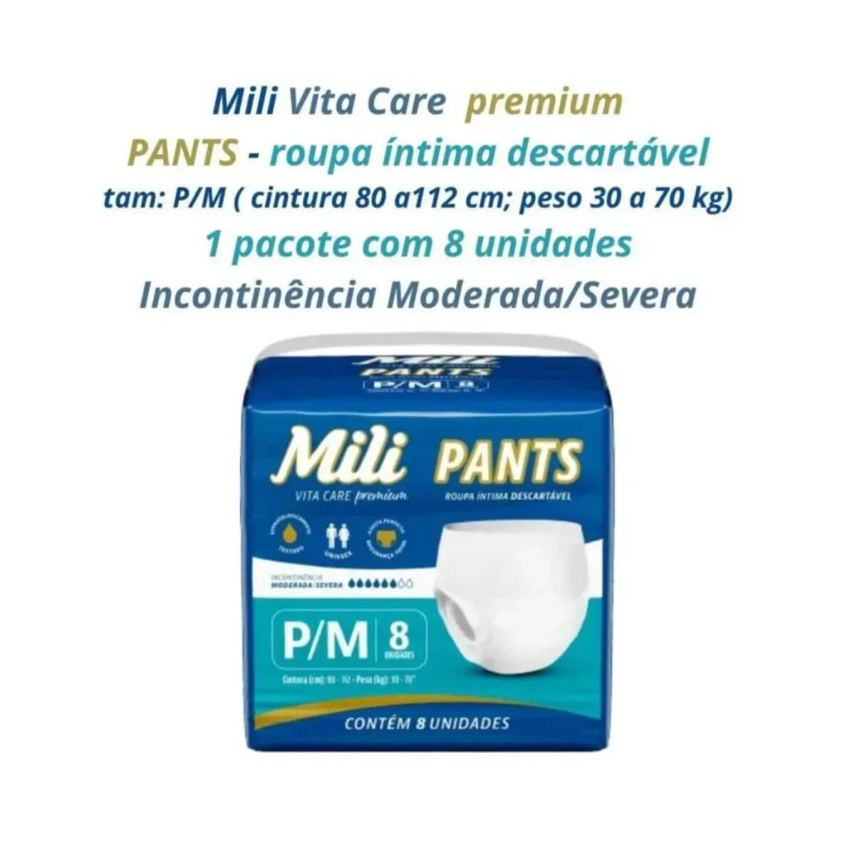 FRALDA GERIÁTRICA MILI VITA CARE PANTS P/M C/8UN — imagem 2 | Farmácia Resyla