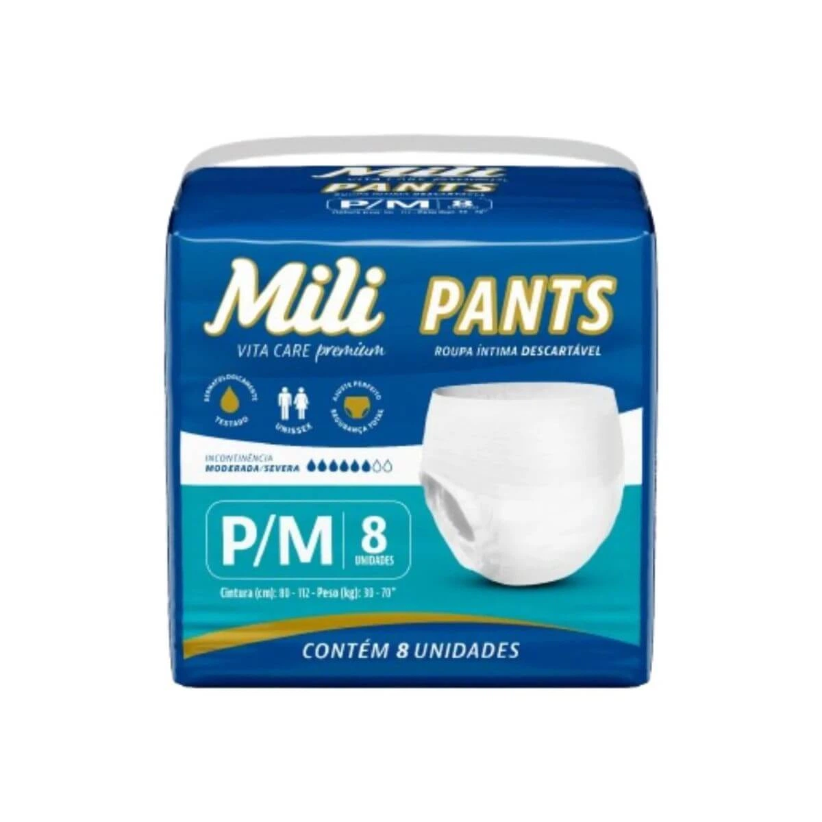 FRALDA GERIÁTRICA MILI VITA CARE PANTS P/M C/8UN — Mili | Farmácia Resyla
