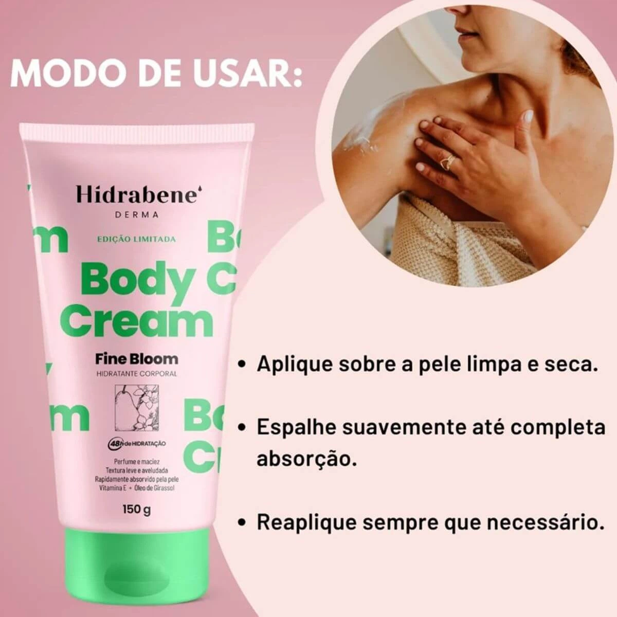 HIDRATANTE HIDRABENE BODY CREAM FINE BLOOM 150G — imagem 5 | Farmácia Resyla