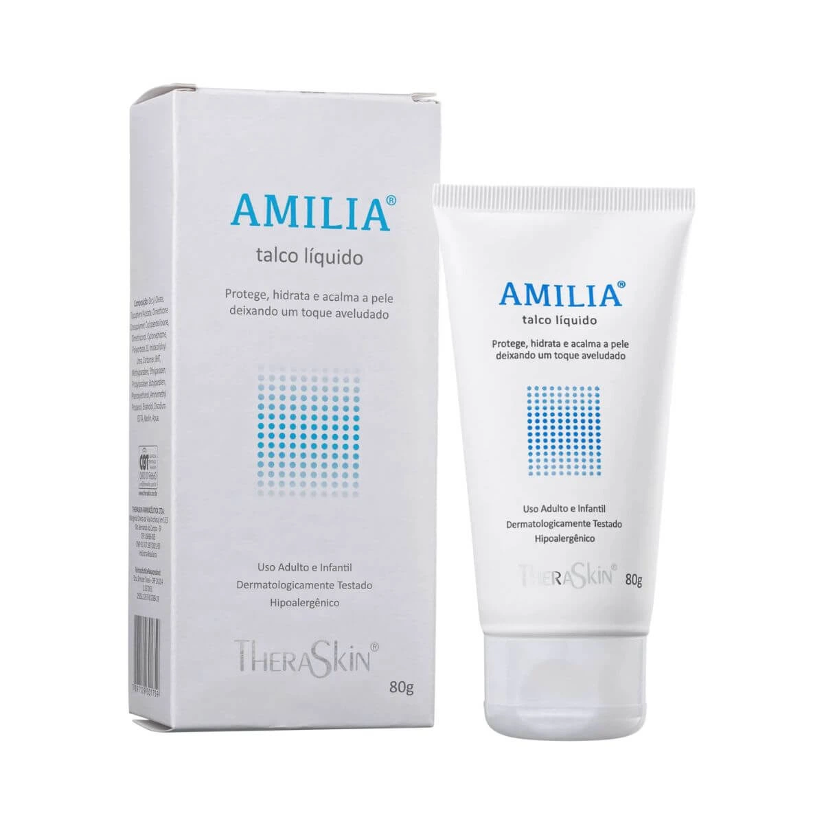 TALCO LÍQUIDO AMILIA THERASKIN 80G — Thera Skin | Farmácia Resyla