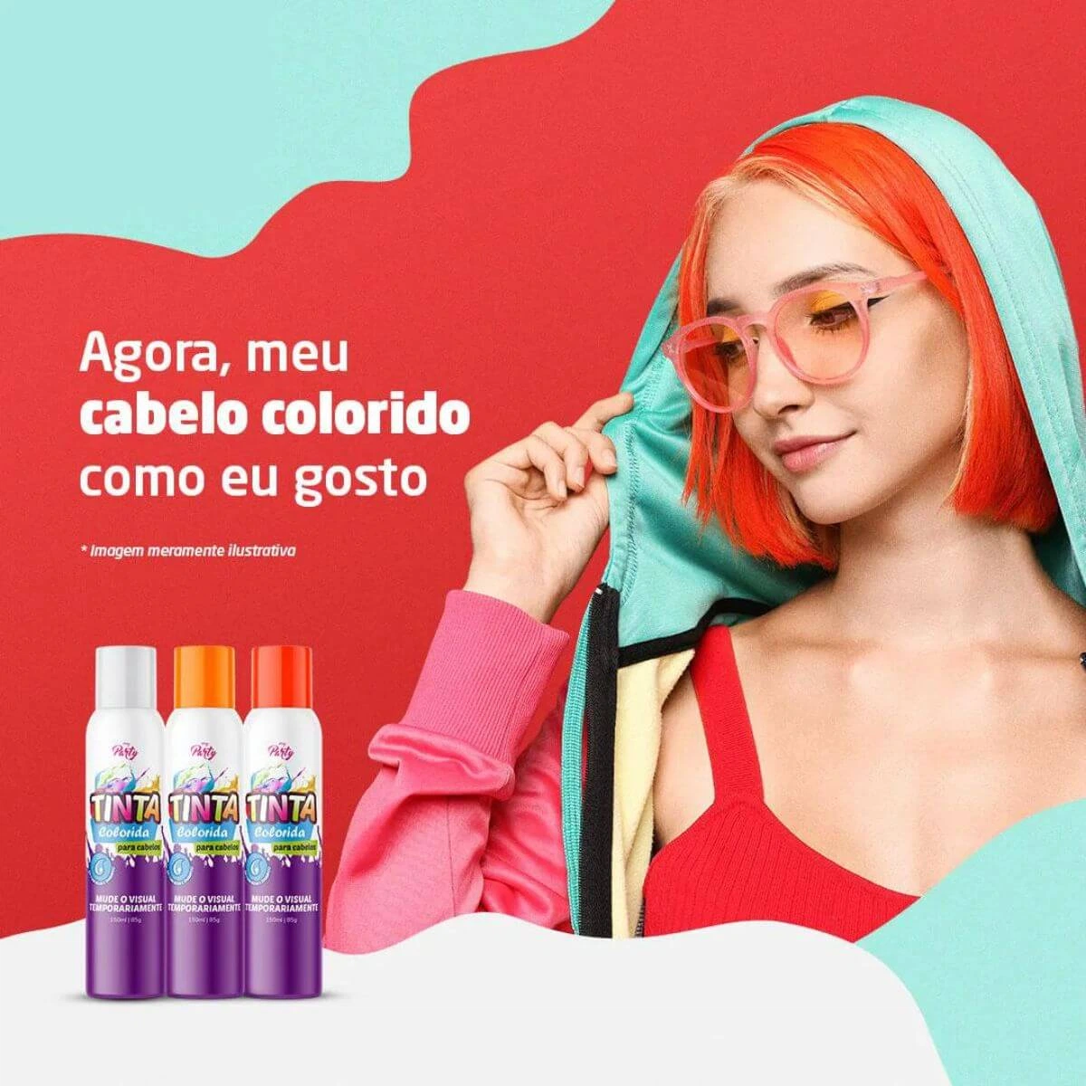 TINTA SPRAY PARA CABELO TEMPORÁRIA MY PARTY COR VERMELHA 150ML — imagem 2 | Farmácia Resyla