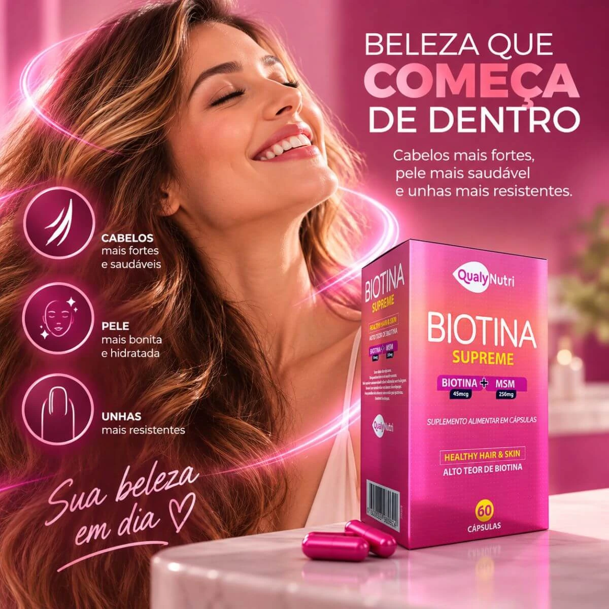 BIOTINA SUPREME + MSM 500MG 60CP - QUALY NUTRI — imagem 2 | Farmácia Resyla