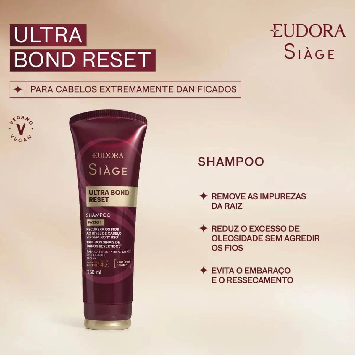 SHAMPOO EUDORA SIAGE ULTRA BOND RESET 250ML — imagem 3 | Farmácia Resyla