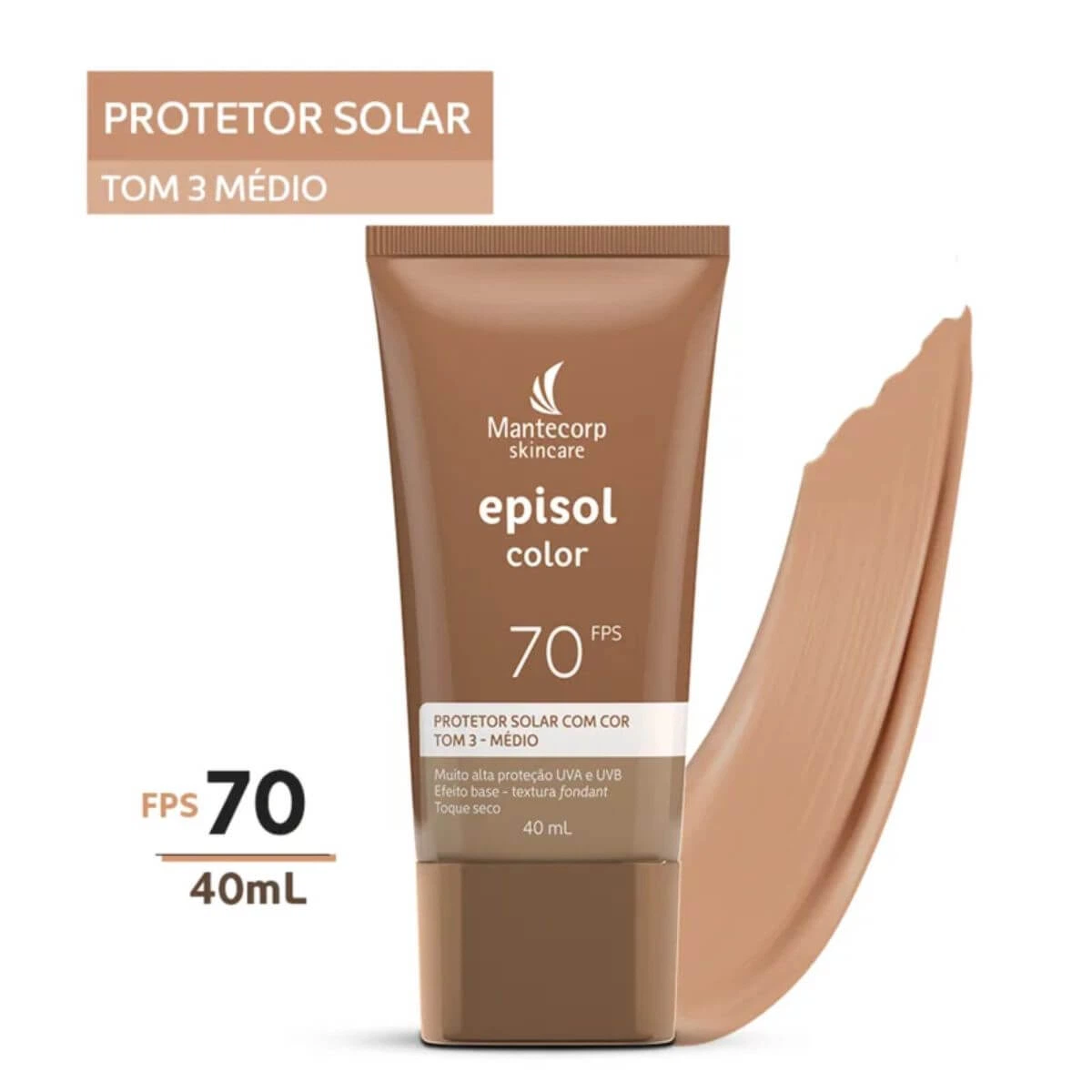 PROTETOR SOLAR FACIAL EPISOL COLOR FPS70 TOM 3 MÉDIA 40G — imagem 2 | Farmácia Resyla
