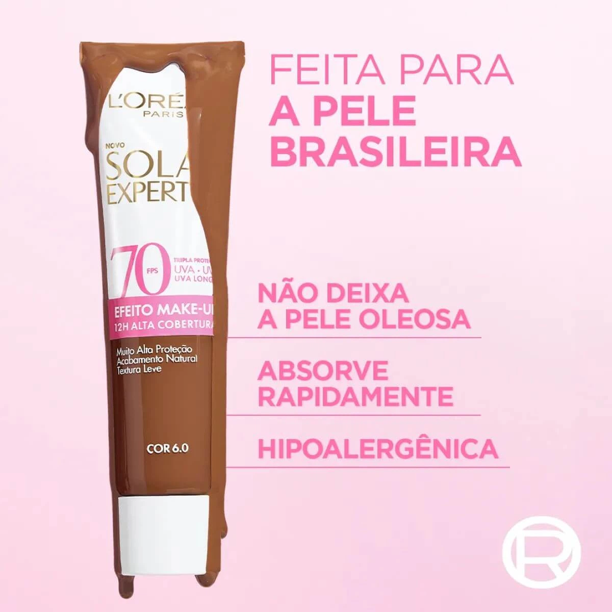 PROTETOR SOLAR FACIAL L'ORÉAL EXPERTISE SOLAR EFEITO MAKE-UP FPS70 COR 6.0 30G — imagem 2 | Farmácia Resyla