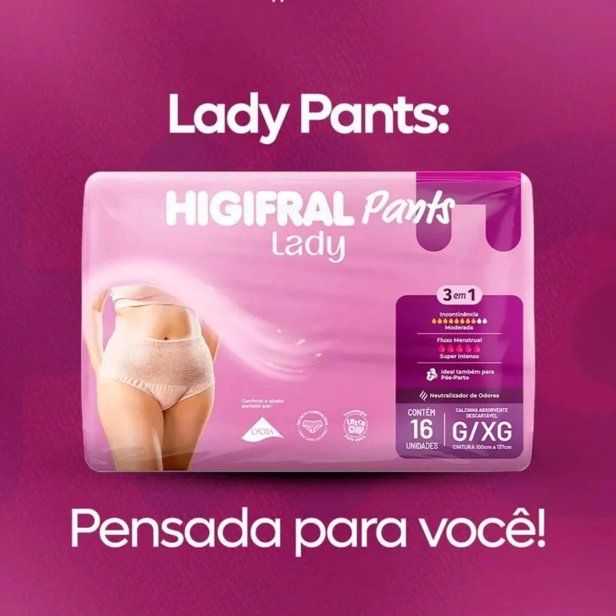 FRALDA GERIATRICA HIGIFRAL PANTS LADY G/XG 16UN — imagem 2 | Farmácia Resyla