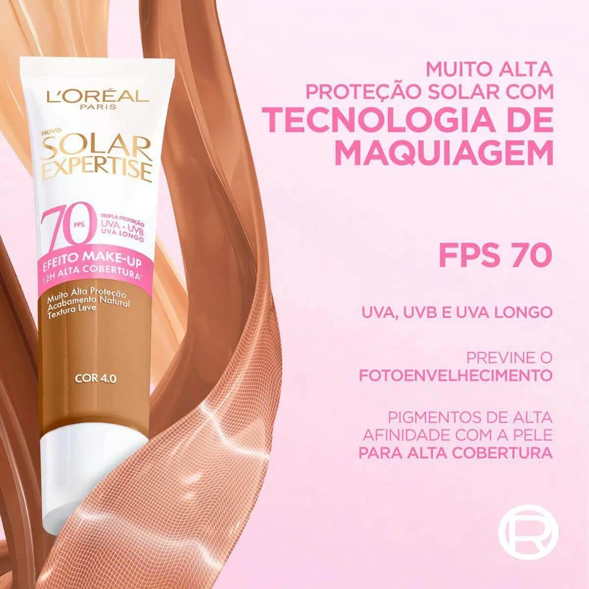 PROTETOR SOLAR FACIAL L'ORÉAL EXPERTISE SOLAR EFEITO MAKE-UP FPS70 COR 4.0 30G — imagem 6 | Farmácia Resyla