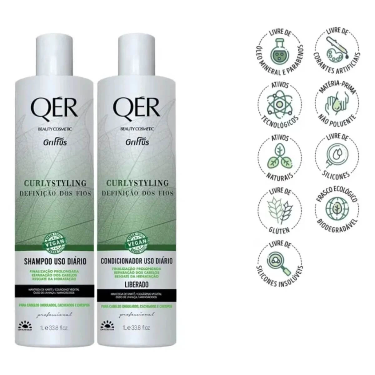 KIT GRIFFUS QER SHAMPOO+CONDICONADOR CURLY 1L — imagem 2 | Farmácia Resyla