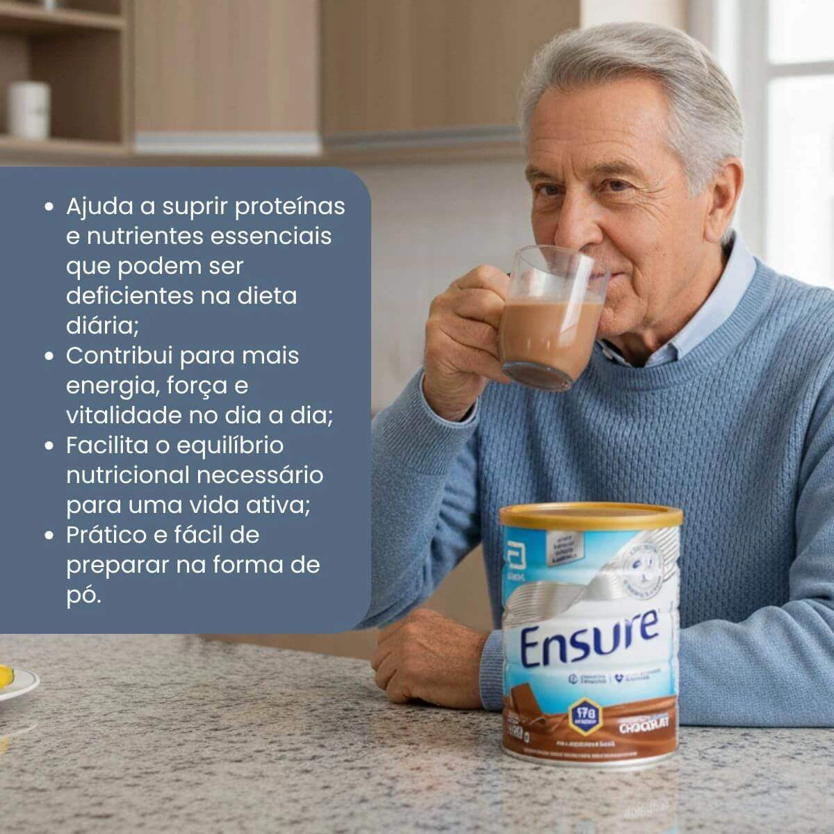 KIT 3% OFF COM 2 UNIDADES ENSURE SUPLEMENTO NUTRICIONAL EM PÓ CHOCOLATE  850G — imagem 2 | Farmácia Resyla