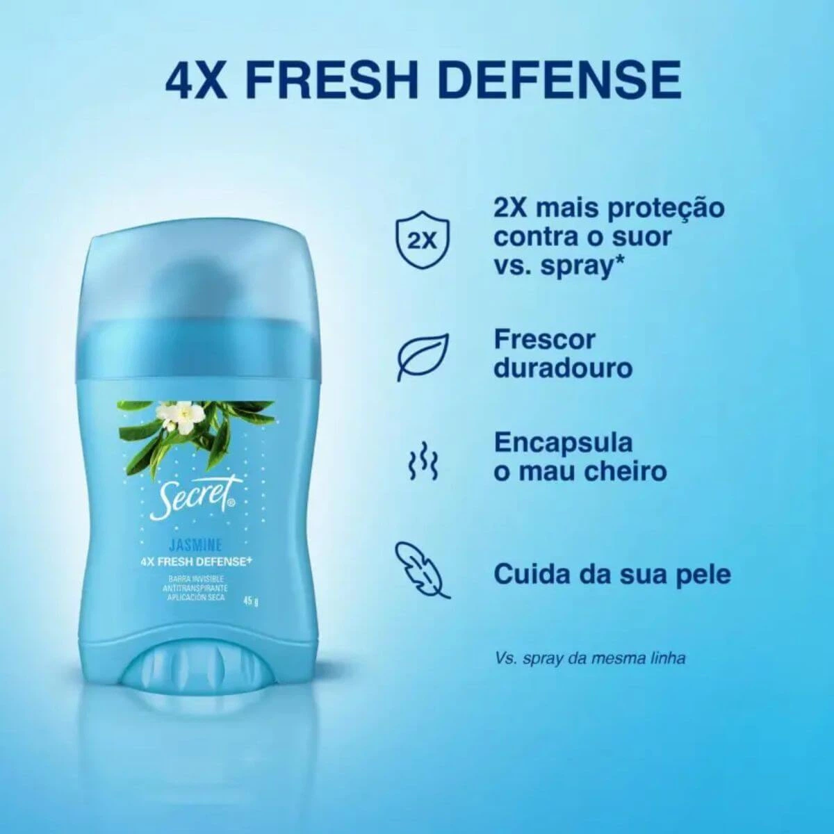 DESODORANTE SECRET STICK JASMINE 45G — imagem 3 | Farmácia Resyla