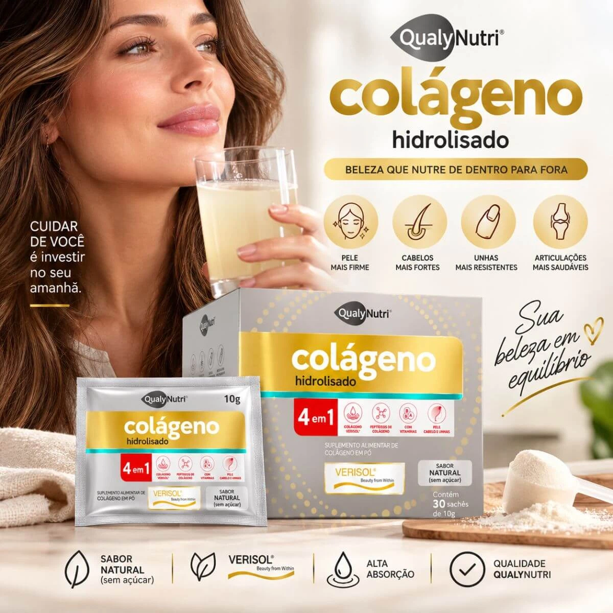 COLÁGENO HIDROLISADO 4X1 SEM SABOR 30 SACHÊS - QUALY NUTRI — imagem 2 | Farmácia Resyla