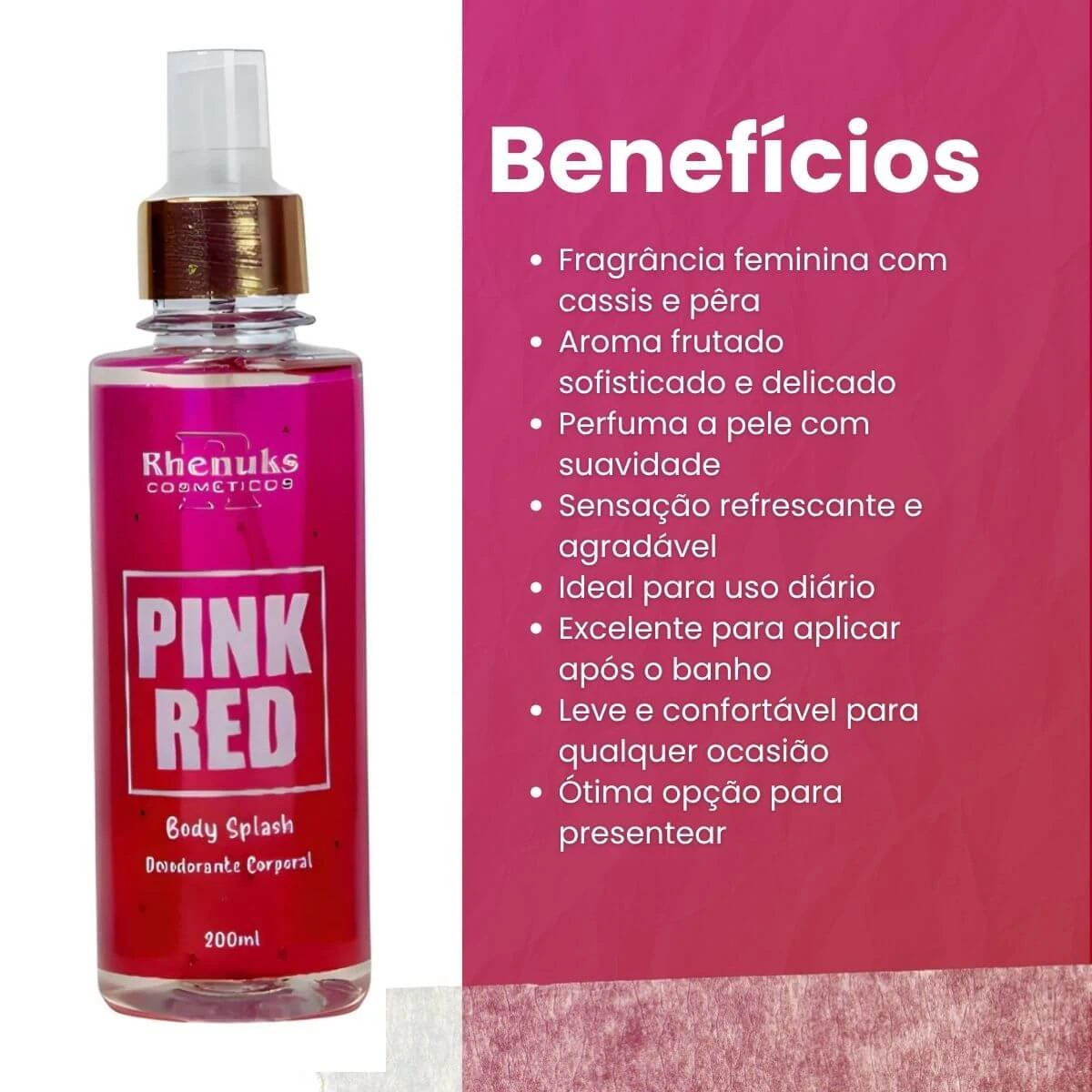 BODY SPLASH RHENUKS PINK RED 200ML — imagem 2 | Farmácia Resyla