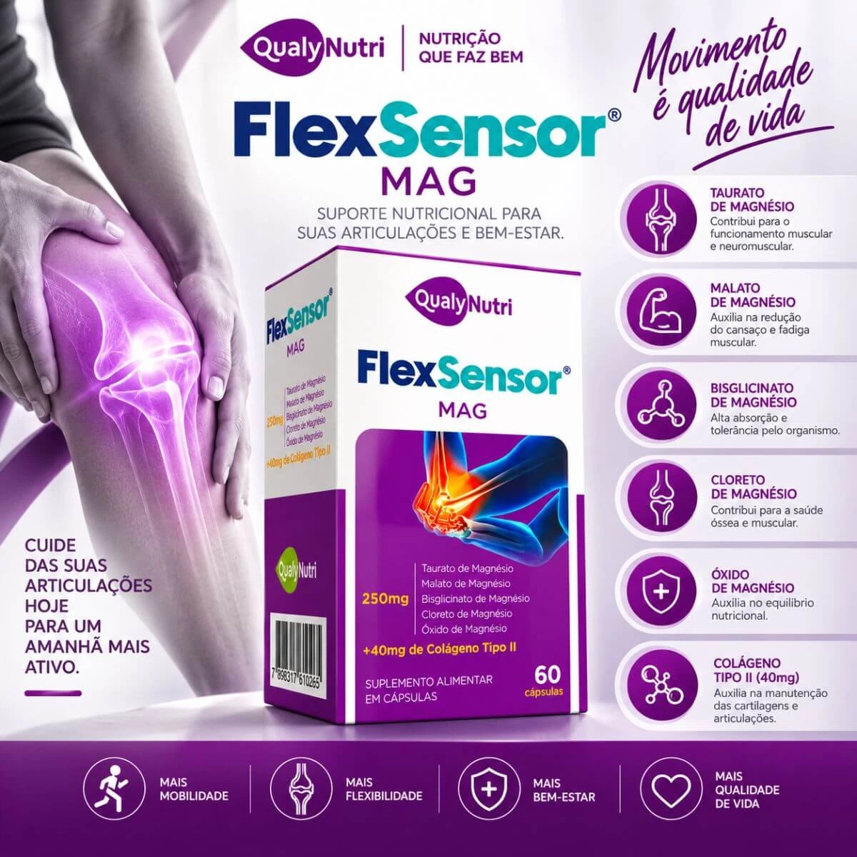 FLEX SENSOR MAG 60CP - QUALY NUTRI — imagem 2 | Farmácia Resyla