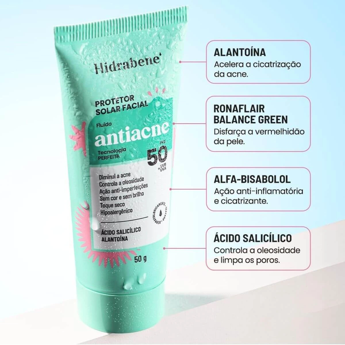PROTETOR SOLAR HIDRABENE FPS50 ANTIACNE 50G — imagem 3 | Farmácia Resyla
