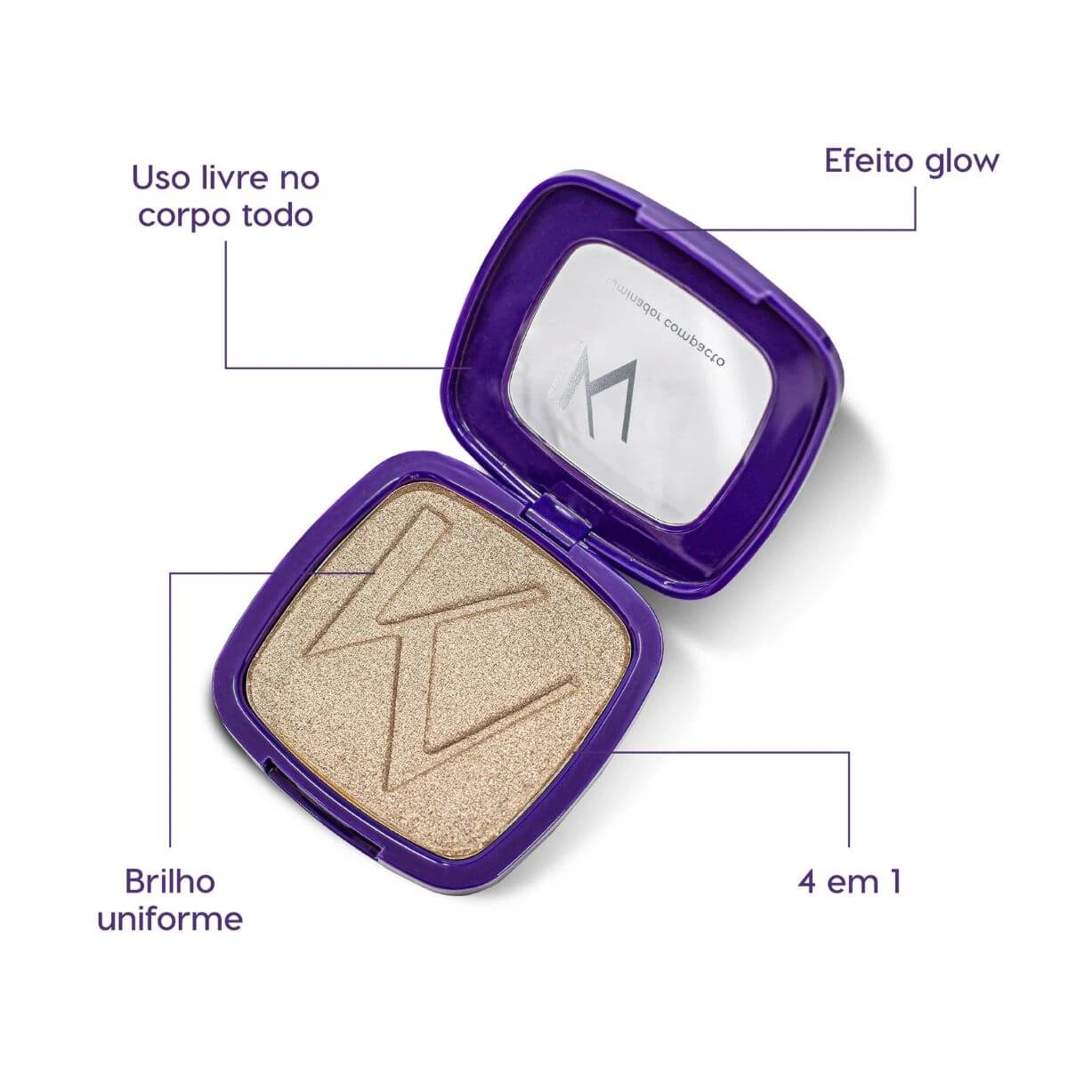 ILUMINADOR COMPACTO KV MAKEUP GREAT SKIN PINK SHINE 5G — imagem 3 | Farmácia Resyla