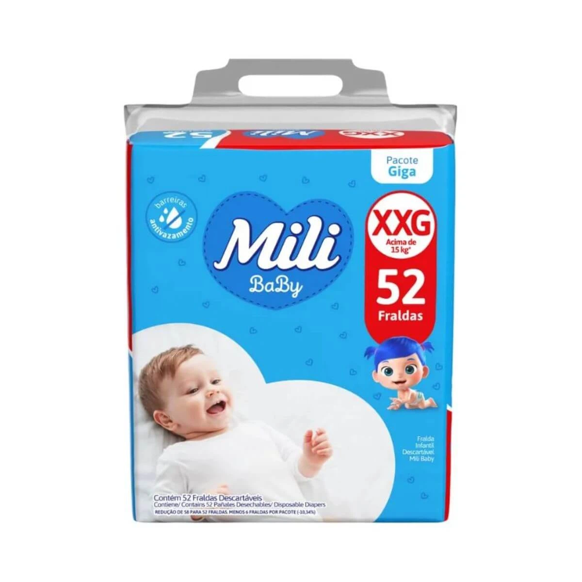 FRALDA MILI BABY GIGA XXG C/52UN — Mili | Farmácia Resyla
