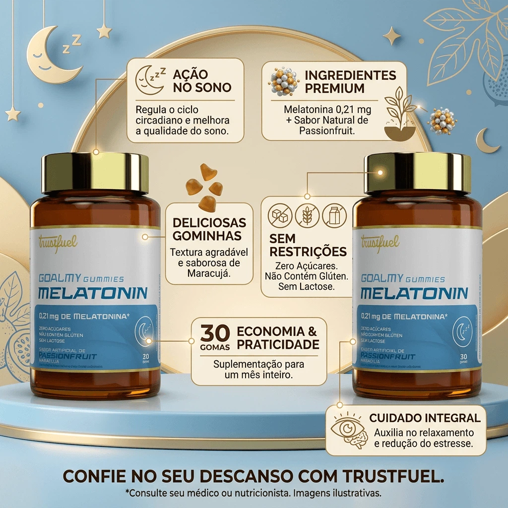 GOALMY MELATONIN MELATONINA 30 GUMMIES SABOR MARACUJÁ - TRUSTFUEL — imagem 2 | Farmácia Resyla