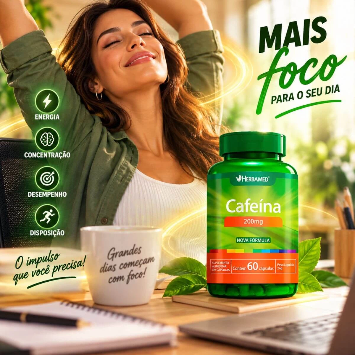 CAFEINA 200MG 60CP - HERBAMED — imagem 2 | Farmácia Resyla