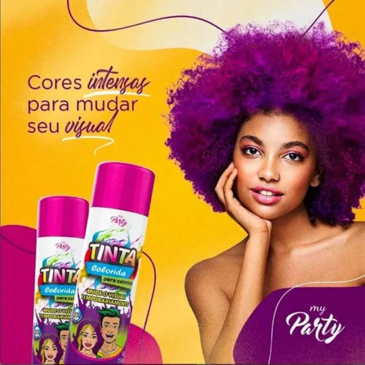 TINTA SPRAY PARA CABELO TEMPORÁRIA MY PARTY COR VIOLETA NEON 150ML — imagem 2 | Farmácia Resyla