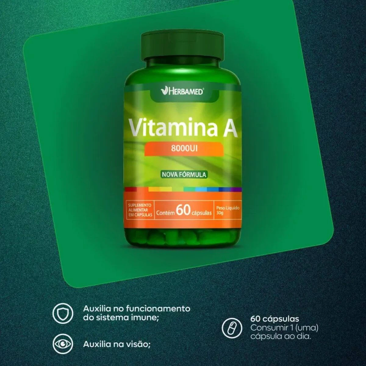 VITAMINA A 8000UI 60CAPS - HERBAMED — imagem 2 | Farmácia Resyla