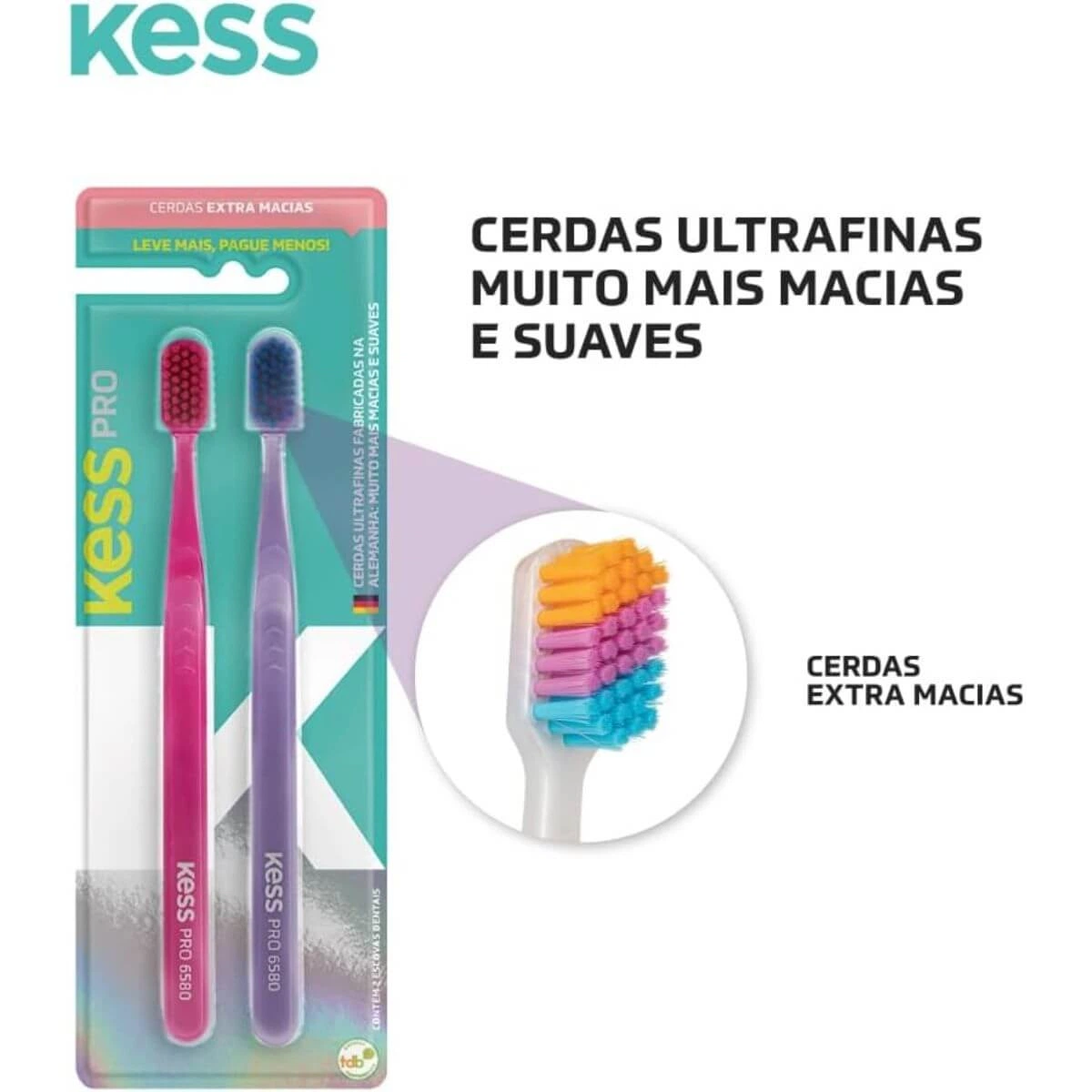 ESCOVA DE DENTE KESS 2105 PRO EXTRA MACIA PACK C/2 — imagem 3 | Farmácia Resyla