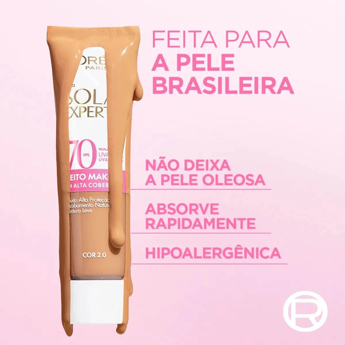 PROTETOR SOLAR FACIAL L'ORÉAL EXPERTISE SOLAR EFEITO MAKE-UP FPS70 COR 2.0 30G — imagem 2 | Farmácia Resyla