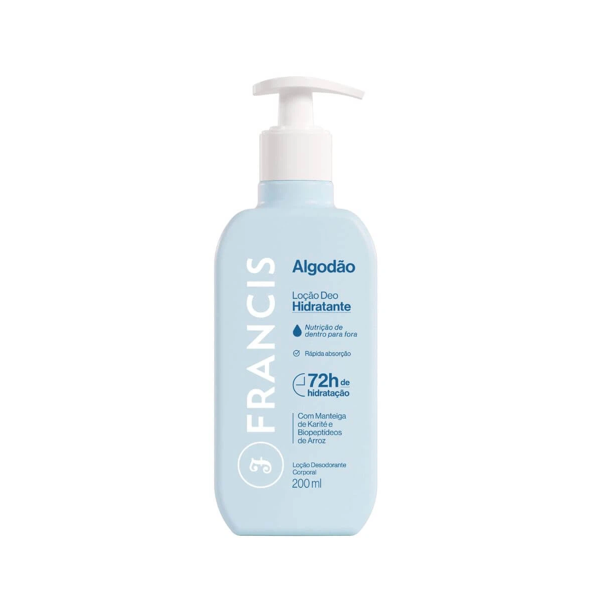 LOCAO HIDRATANTE CORPORAL FRANCIS ALGODAO 200ML — Francis | Farmácia Resyla